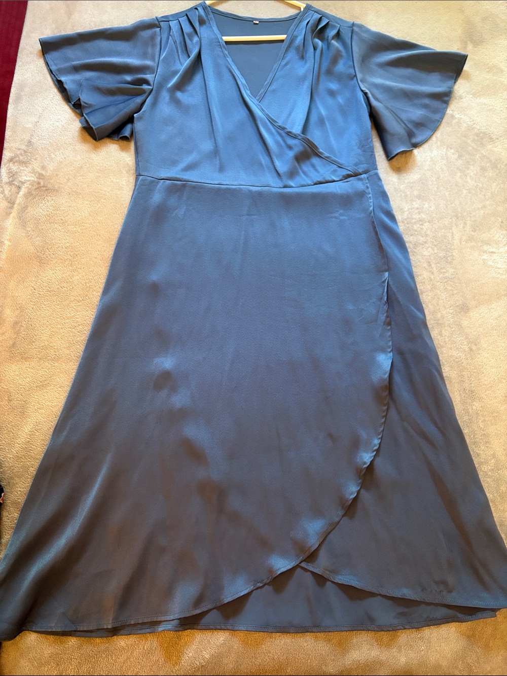 Source Unknown Slate Blue Wrap Midi Dress